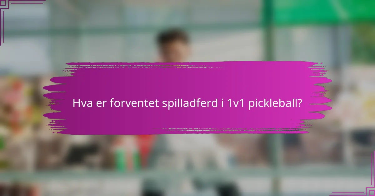 Hva er forventet spilladferd i 1v1 pickleball?