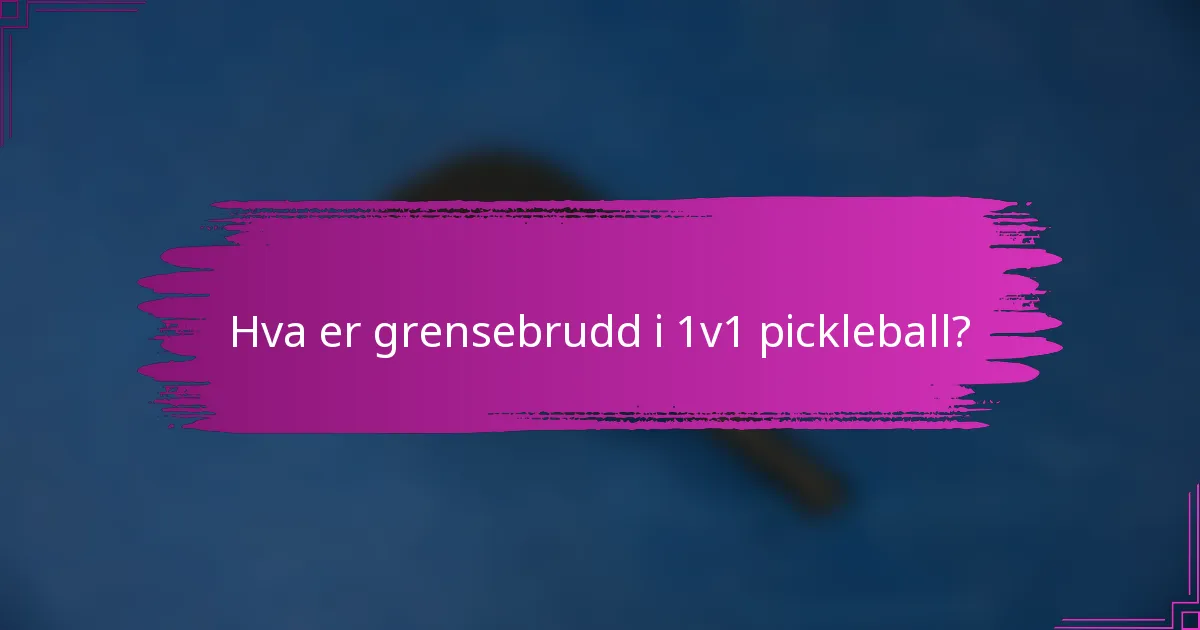 Hva er grensebrudd i 1v1 pickleball?
