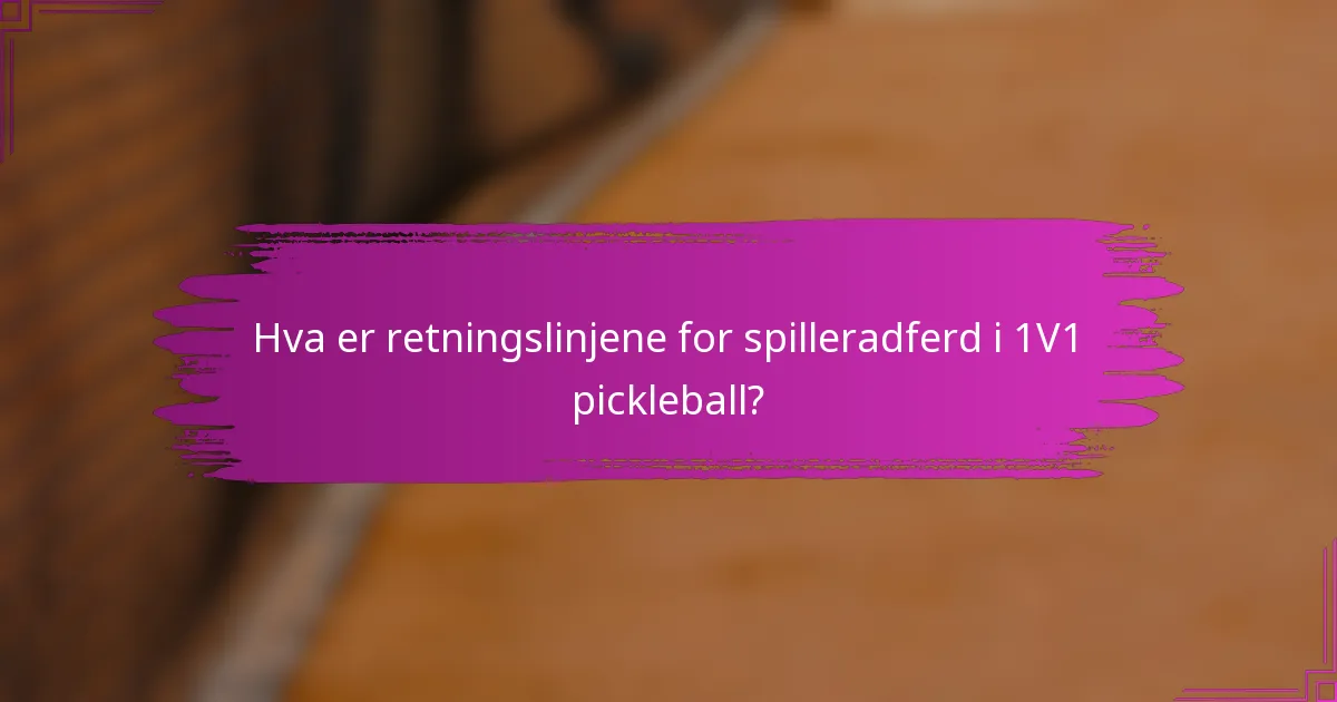 Hva er retningslinjene for spilleradferd i 1V1 pickleball?