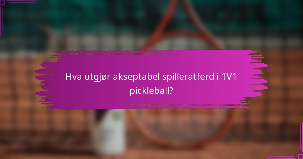 Hva utgjør akseptabel spilleratferd i 1V1 pickleball?